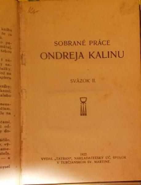 Sobrané spisy Ondreja Kalinu III. /1922/