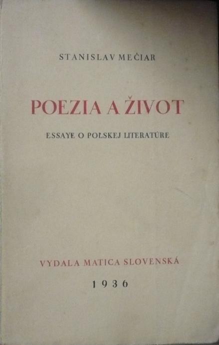 Poezia a život  Essaye o poľskej literatúre